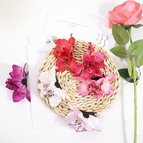 CLLOT Hair Clip, Double Flower Orchid Alligator Clips for Women, Premium Quality Fabric for Girls, Widely Application, Must-Have Hair Accessories (10 Pieces)