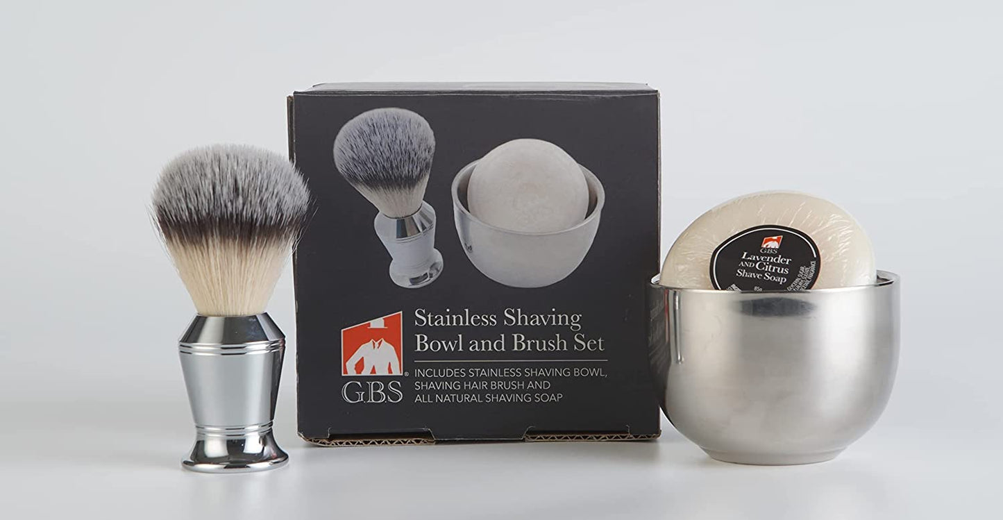 G.B.S Men's Shaving Set- Double Edge Safety Razor MK 38 Made in Soligen Germany, Shaving Brush, Dual Stand, Chrome Shaving Bowl, Natural Shave Soap, Double Edge Safety Razor Blades