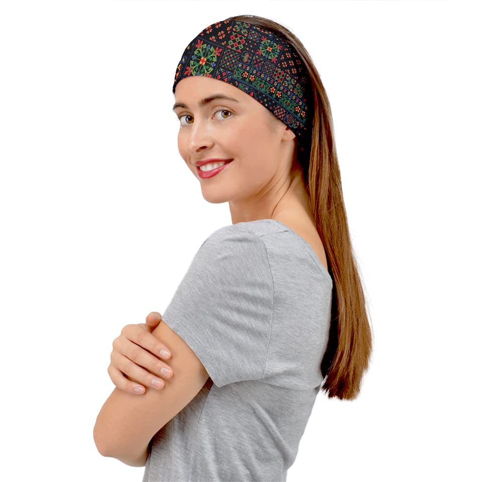 CowCow Womens Aztec Patch Work Pattern Dark Lightweight Headscarf