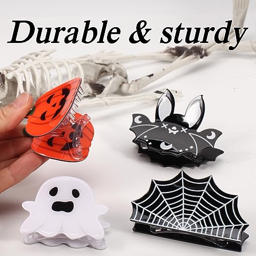 Halloween Hair Clips for Women Girls Punk Vintage Spider Web Skeleton Skull Hand Hair Claw Clips Strong Hold Non Slip Hair Clip Hair Grips Halloween Gifts Hair Accessories