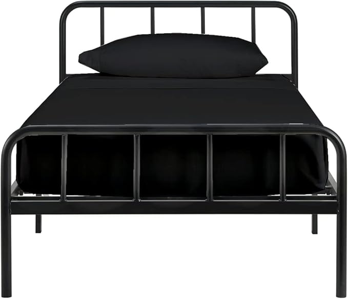 4-PC Cot Sheet Set - 25x75, 100% Cotton Fitted Sheet - Perfect for Narrow Twin/RV Bunk/Camping Cot/Guest Bed Replacement, Fits Upto 4-8" Deep Mattress - Charcoal Solid