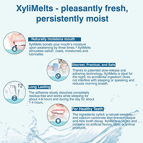 OraCoat XyliMelts Dry Mouth Relief Moisturizing Oral Adhering Discs 100 Count, Mild Mint with Xylitol, for Dry Mouth, Stimulates Saliva, Non-Acidic