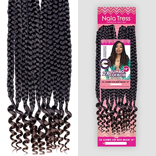 Janet Collection Crochet Braids Nala Tress 2X Jumbo Coi Box Braid 14" (3-pack, BURG)