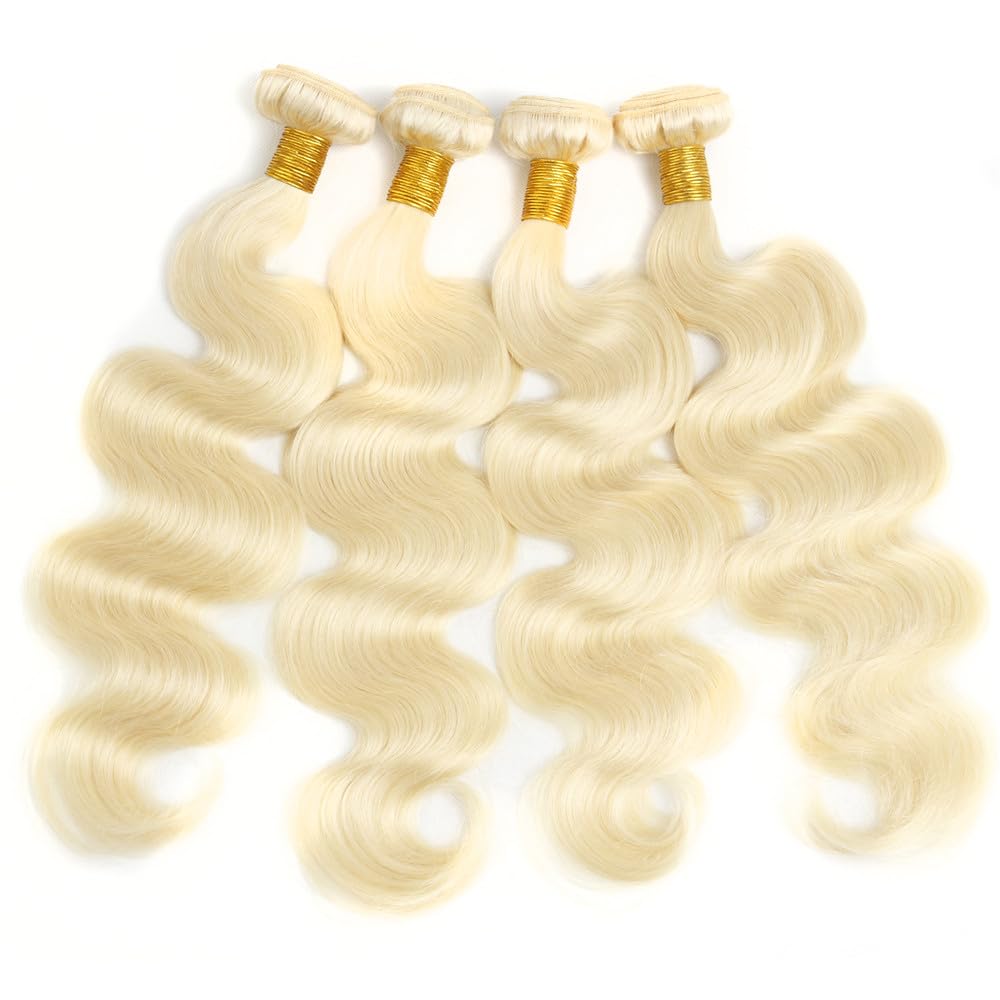 HC 613 Bundles 613 Blonde Bundles Brazilian Bundles 613 Blonde 100% Human Hair Bundles 613 Honey Blonde Weave Hair Extensions for Women (28inch, Single Body Wave Bundles)