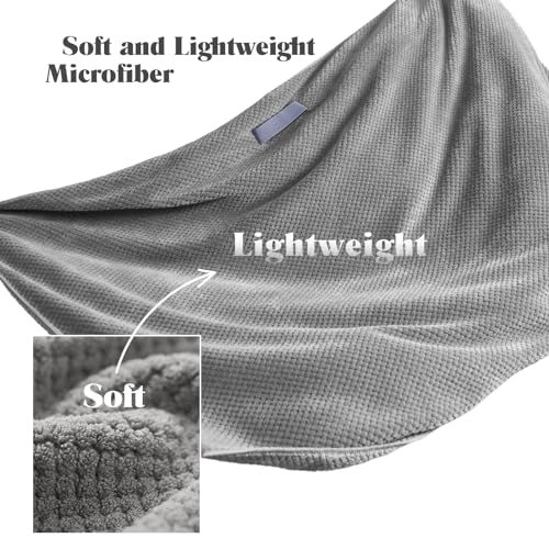 MABAO Microfiber Hair Towel Wrap for Women, Quick Dry Hair Turban Towel with Elastic Band, Microfiber Plopping Towel for Curly Hair, Long & Thick Hair 26.3" X 40" (Gray)