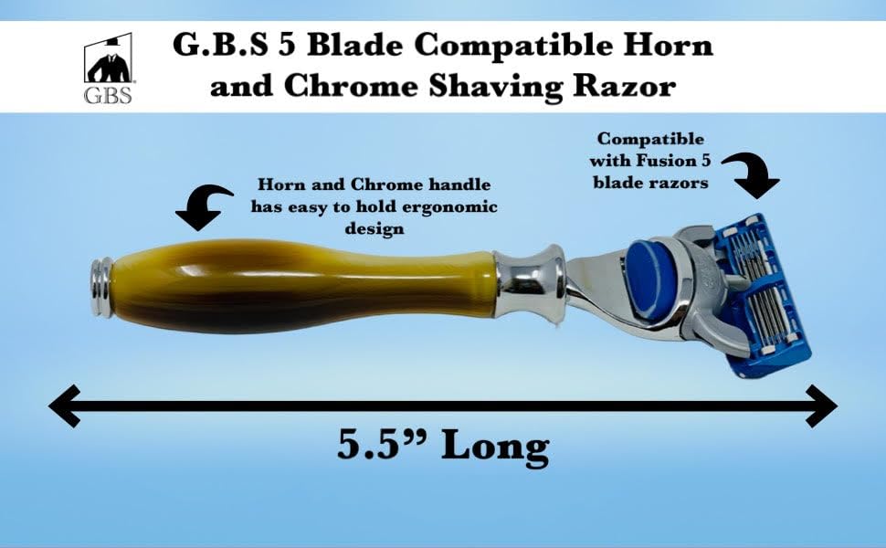 G.B.S Men’s Complete Shaving Set, Brush Razor Holder, Beard Oil Beard Balm, Shaving Soap, Aftershave Pure Badger Shave Brush and Manual Razor with Horn Handle