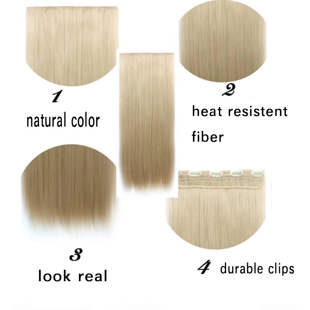 iLUU Hot Pink Color Clip in Synthetic Hairpiece 24inch Straight Hair Extension 100g/pack Cospaly Dress up Christmas 5 Clips in Hair Extensons Wig For Women Girls Party Cosplay #8D