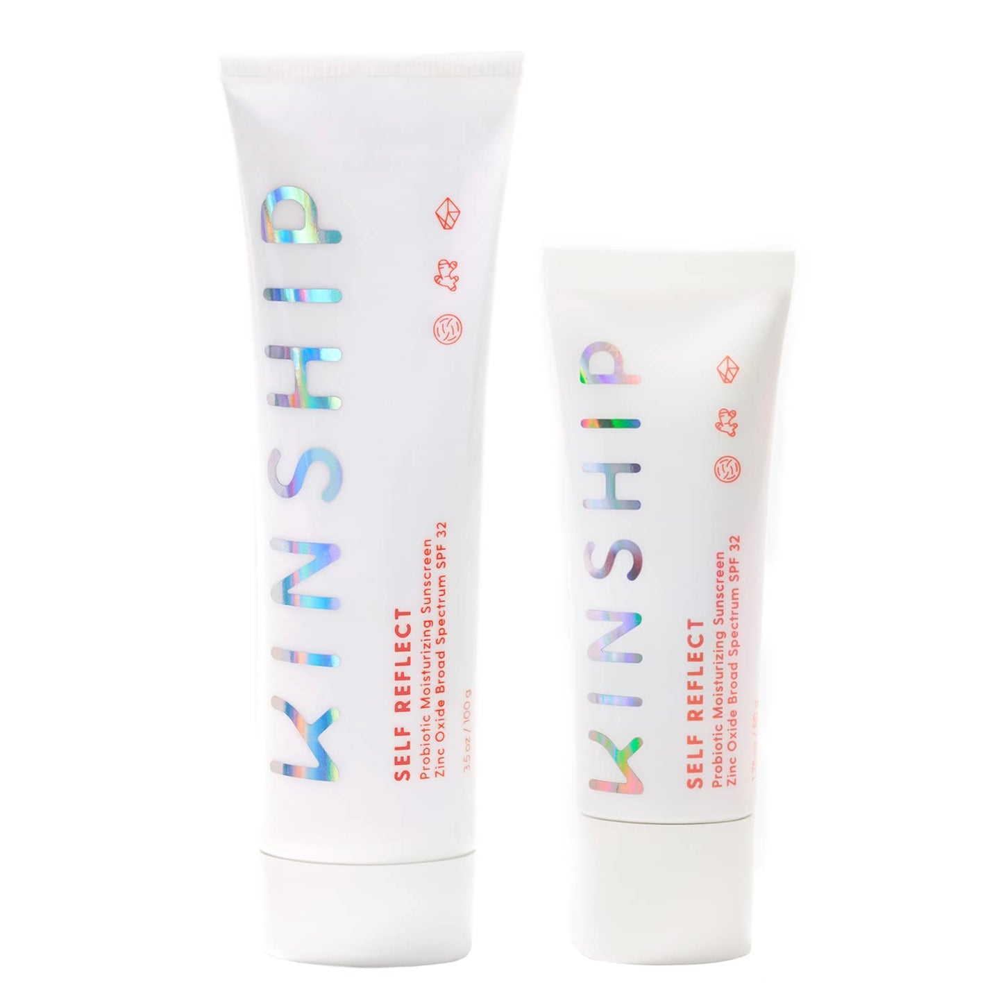 Kinship Self Reflect Probiotic Moisturizing Sunscreen SPF 32 1.75oz + 3.5oz Bundle - For Face & Body - Lightweight 100% Mineral SPF for Sensitive Skin - Sheer Zinc Oxide Sunblock - Clean & Reef Safe
