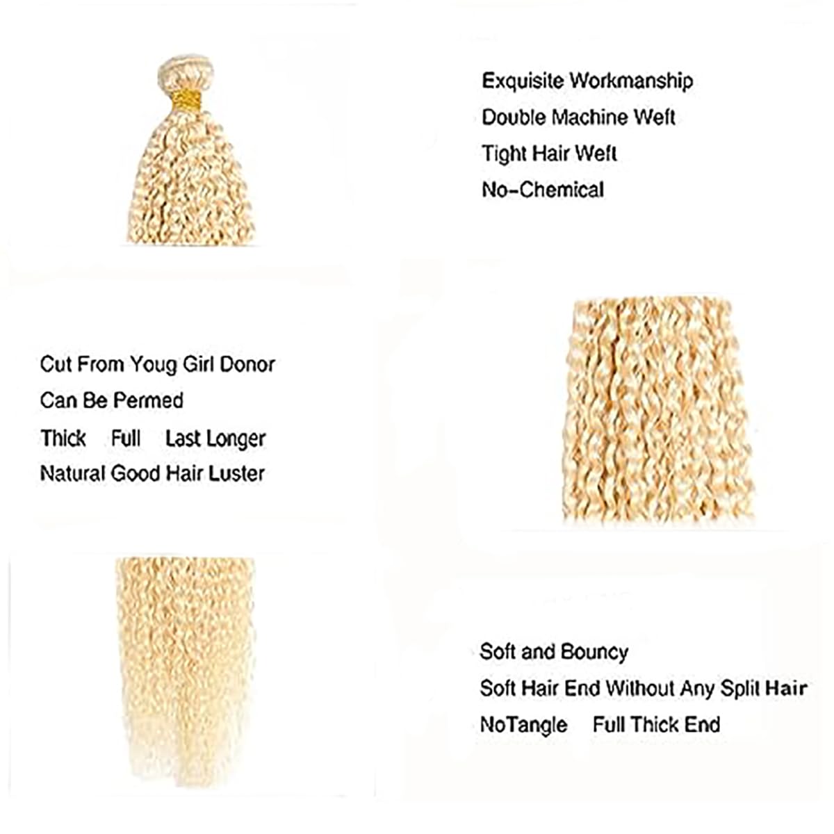 HeioWuio #613 Curly Wave Brazilian Human Hair 3 Bundles Blonde Hair Weaves Grade 8A Unprocessed Virgin Hair Bundle 18 20 22 Inch