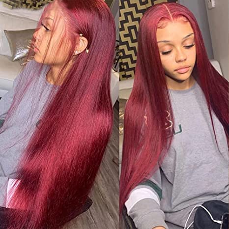 Straight Hair 8A Brazilian Virgin Hair 99j Burgundy Straight Hair 100% Unprocessed Human Hair Weaves 3 Bundles with Lace Closure 4x4 Free Part Red Wine Color Weft Weaves 12 14 16 with 12C,burgundy…