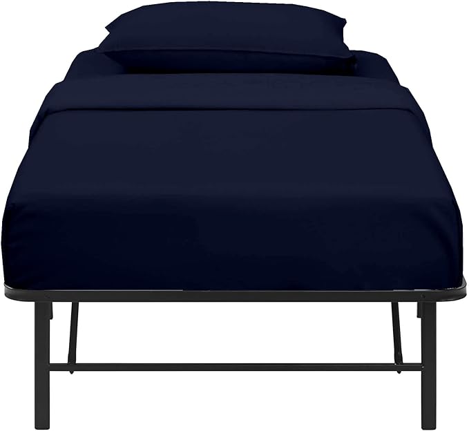 NON Sticky cotton 4 PC Cot Sheets 30x75, 100% Cotton Fitted Cot Sheet- Perfect for Narrow Twin/Rv Bunk/Camping Cot/Guest Bed Replacement, 4-8'' Deep Mattress- Navy Blue Solid,(New_cotset_004)