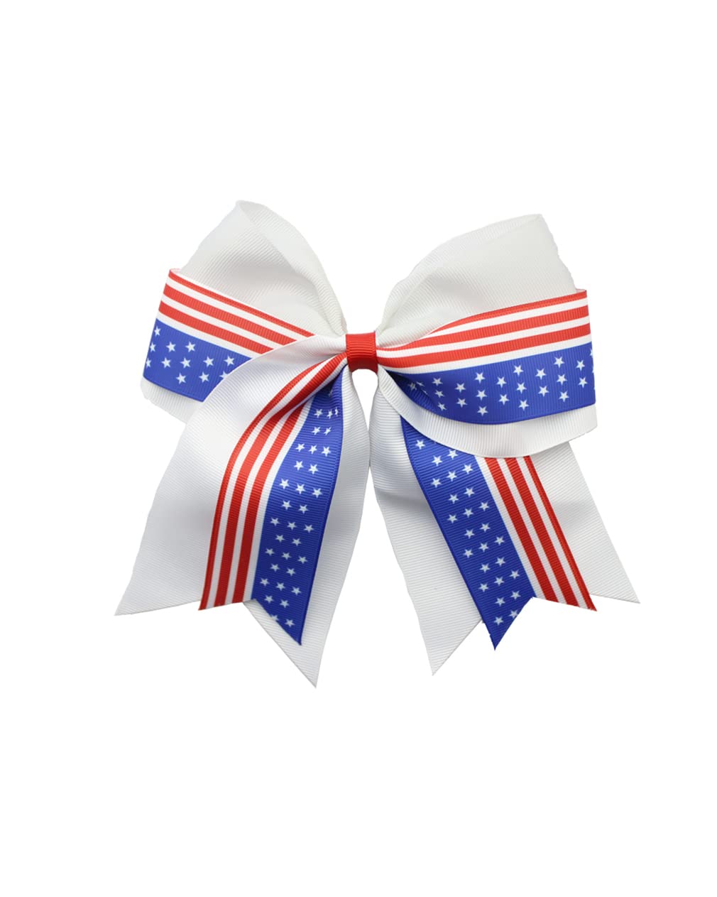 Independence Day Cheer Bow Patriotic Cheerleader Hair Bows America Flag Bows JHH36 (-White Bow)