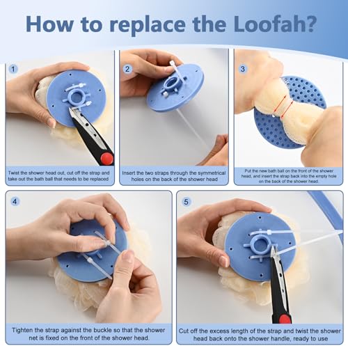 Loofah on a Stick, 20.5” Shower Sponge Loofah Back Scrubber, Exfoliation and Improved Skin Health, Back Loofah for Shower for Men Women