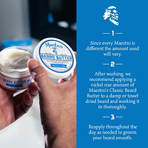 Maestro's Classic BEARD BUTTER | Anti-Itch, Extra Soothing, Hydrating Beard Creme For All Beard Types & Lengths- Mark of a Man Blend, 2 Ounce