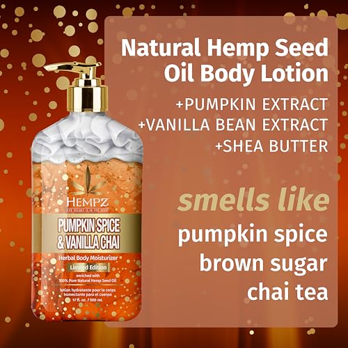 Hempz Limited Edition 17 oz Apple Cider & Nutmeg and Pumpkin Spice & Vanilla Chai Fall Body Lotions - Hydrating Moisturizers for Dry or Sensitive Skin