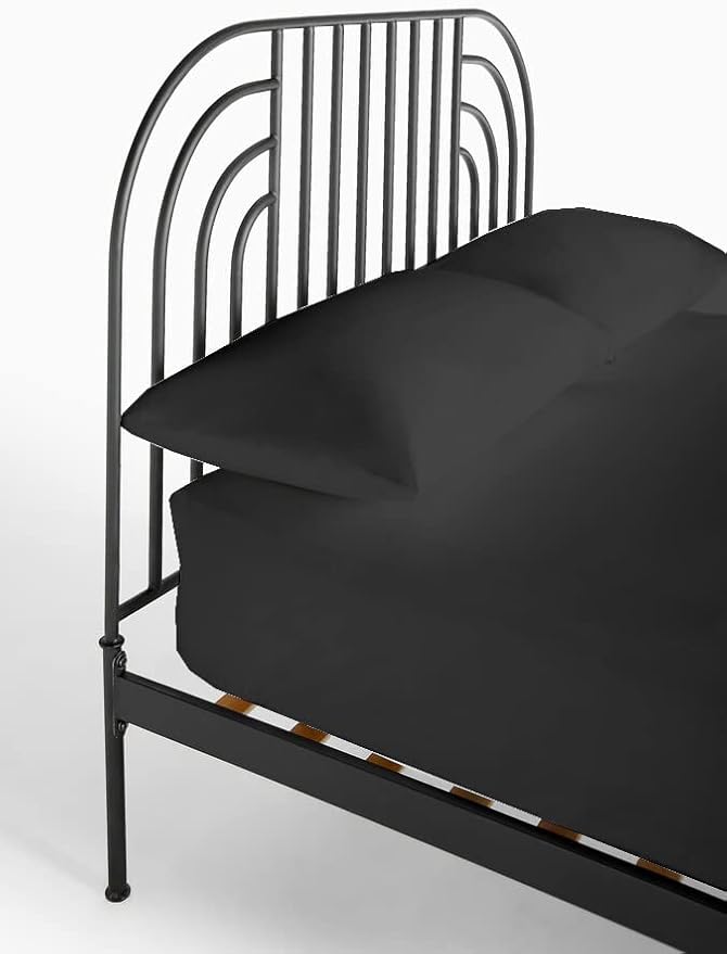 4-PC Fitted Sheet 30x80, 100% Cotton - Perfect for Narrow Twin/RV Bunk/Camping Cot/Guest Bed, Fits Upto 4-8" Deep Mattress - Charcoal Solid