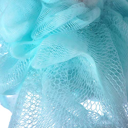 iboodi 60g/pcs Mesh Bath Pouf Shower Loofahs Shower Puff Pack of 4 (Blue)