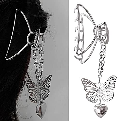 GGOOB Hair Clip, Fairy Grunge Aesthetic Jewelry (Style 2), 7.7cm/3inches, Alloy, Silver, Unisex, 1x Hair Claw