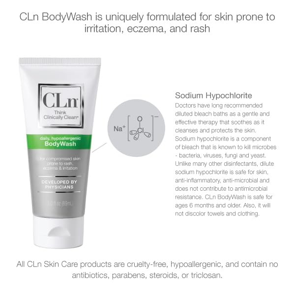 CLn Facial Moisturizer BodyWash Duo - (2) Facial Moisturizer 3.4oz & (1) BodyWash 3oz - Long lasting, lightweight, fast-absorbing, non-greasy formula. Recommended by dermatologists to lock in moisture
