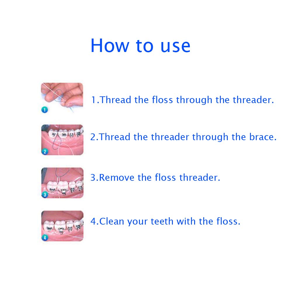 EasyHonor Dental Floss Threaders for Braces, Bridges, and Implants,Green, 210 Count (6 Pack)