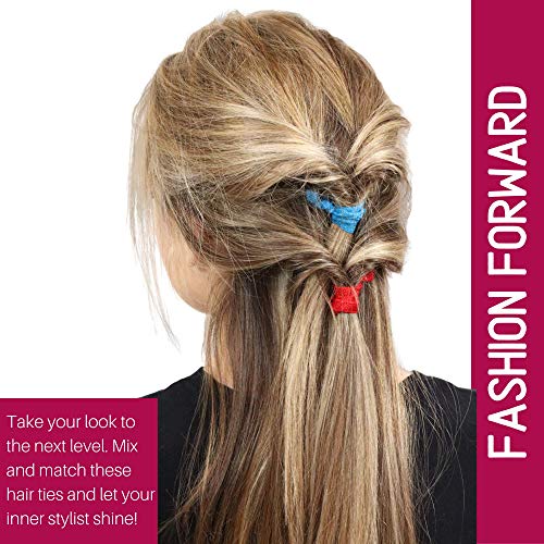 Kenz Laurenz 100 Hair Ties No Crease Ribbon Elastics Ouchless Ponytail Holders Hair Bands (100 Hair Ties-Neutral Tones)