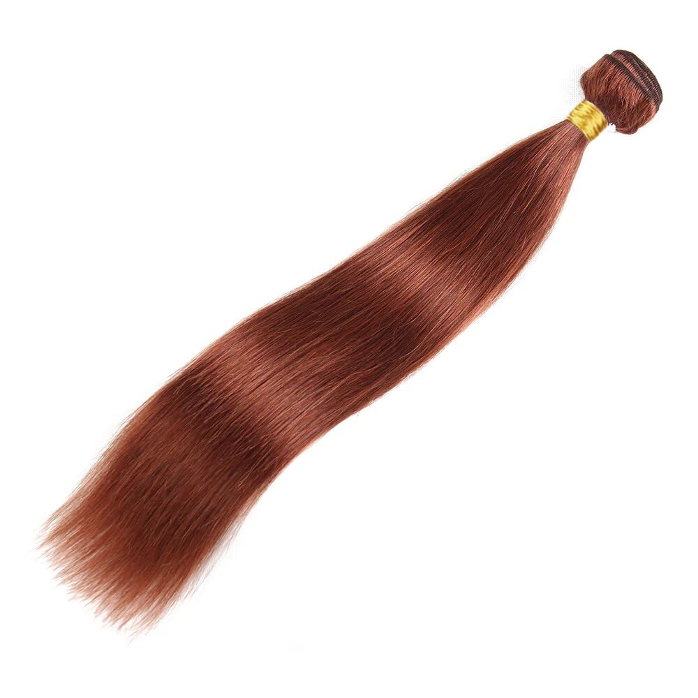 Color 33 Human Hair Copper Red Straight Bundles Human Hair Reddish Brown Bundles Auburn Bundles Human Hair Double Weft Wet and Wavy Bundles Silky and Soft for Black Women (22 24 26 Inch 3 Bundles)