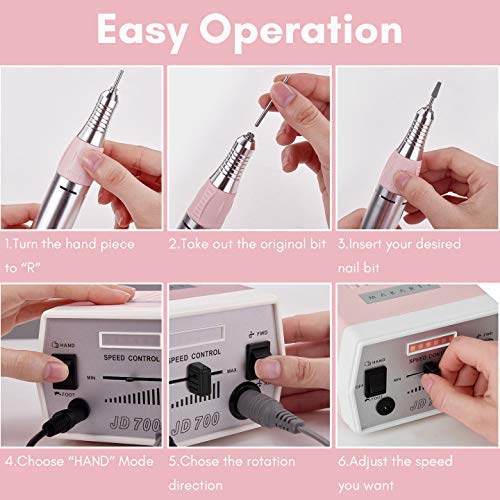 Makartt Geneviere Electric Nail Drill Machine with Nail Drill Bits Holder Dustproof Stand Bundle