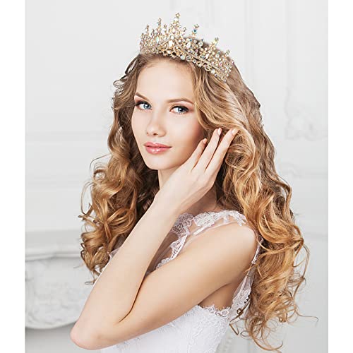 CURASA Purple Crystal Tiaras and Crown with Comb Royal Queen Crowns for Women Birthday Princess Crown for Women Girl Wedding Crown for Bride Rhinestone Headband for Halloween Christmas Costume Gifts