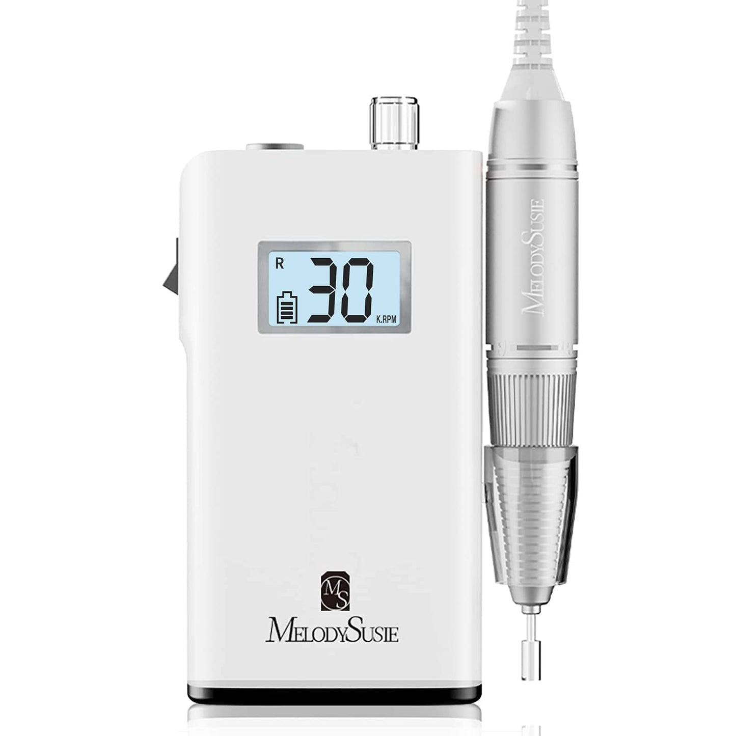 MelodySusie Professional Rechargeable 30000 RPM Nail Drill with Professional Tapered Nib Nail Drill Bit