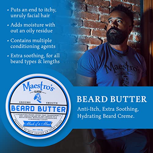 Maestro's Classic BEARD BUTTER | Anti-Itch, Extra Soothing, Hydrating Beard Creme For All Beard Types & Lengths- Mark of a Man Blend, 2 Ounce