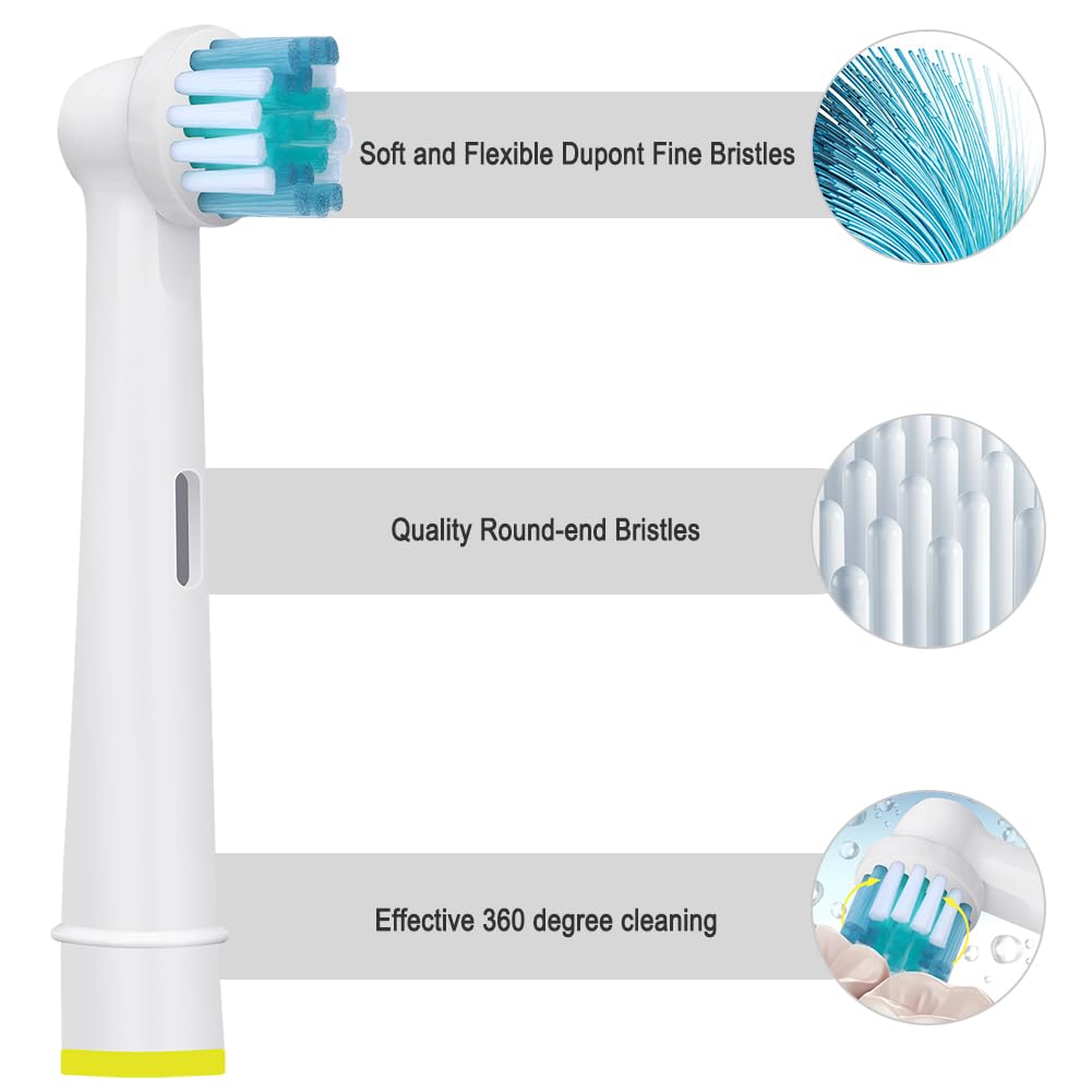 Toothbrush Replacement Heads Refills for Oral B - Precision Clean Brush Head for Gentle & Effective Cleaning and Optimal Dental Care, by DeBizz (16)