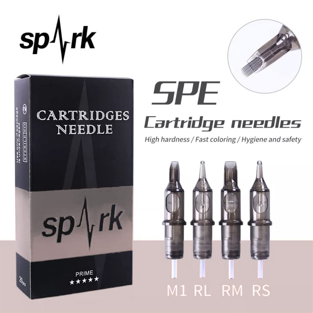 Tatmax International (1RL) 20PCS Spark Disposable Premium Tattoo Cartridge Needles Standard #12 Needles Round Liners (1RL)