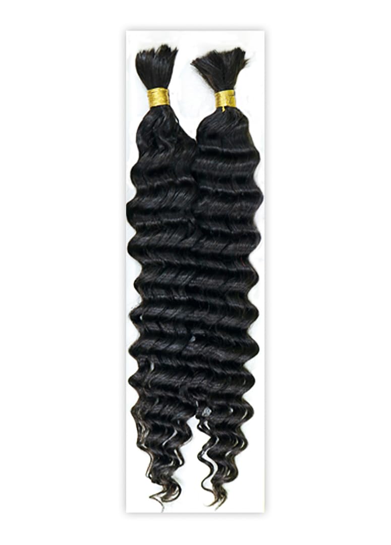 Janet Collection Human Hair Crochet Braiding Hair New Deep Bulk 24” (1)