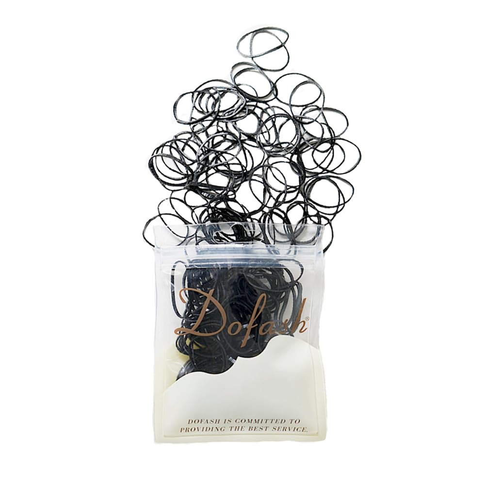 Dofash Hair Ties for Women's Hair, 2 * 75MM Polybands Hair Elastics, 200pcs (Black)