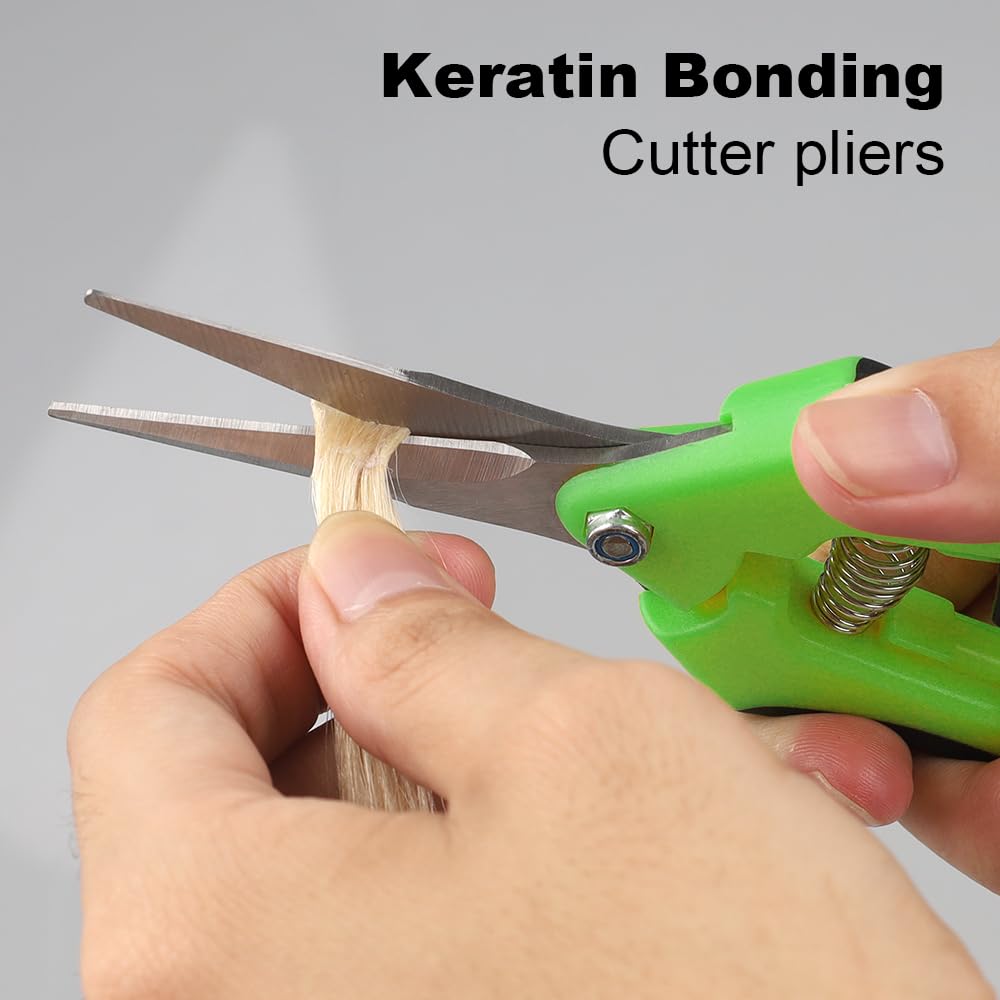 GlamorDove Hair Extension Bonding Tool Keratin Bond Cutting Pliers Wire Flush Cutters Wire Clippers Nippers with Sharp Blades Keratin Hair Extensions (1PCS Green)