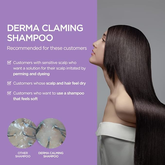 AYUNCHE Derma Calming Shampoo 7.1oz [For Dry & Sensitive Scalp] | Gentle Hydrating Scalp Care | Strengthen Scalp Barrier | Vegan Shampoo | Korean Salon Brand