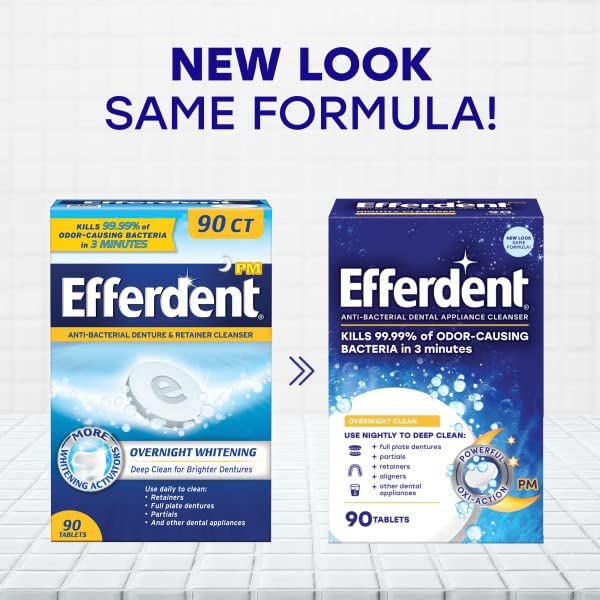 Efferdent Denture Care, Variety Pack, Denture Cleanser Tablets (20ct), Overnight Denture Cleanser Tablets (90ct) (2 of each)