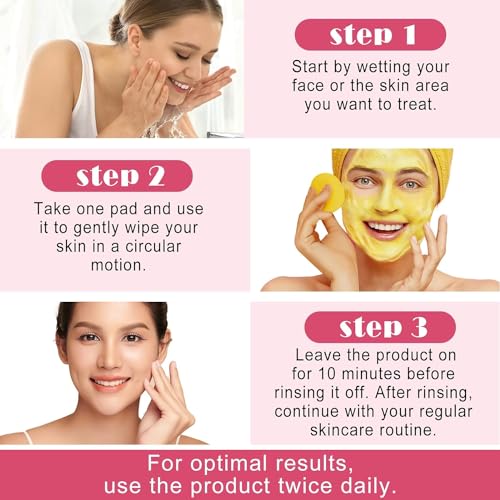 AFITMOE 40 Pads Kojic Acid and Turmeric Cleansing Pads,Turmeric Cleansing Pads Balance Skin Oil And Water,Gentle & Non-Irritating,For Body's Skin