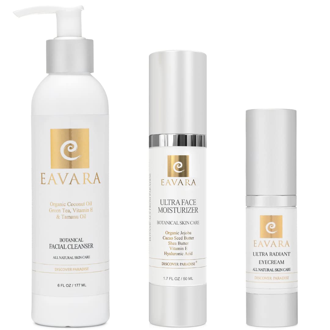 Organic Facial Cleanser, Anti Aging Eye Cream and Natural Ultra Face Moisturizer