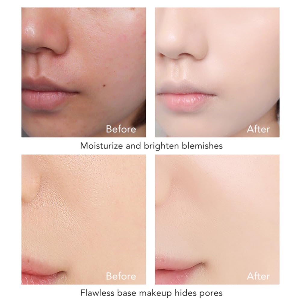 Mushroom Head Air Cushion CC Cream Foundation, Moisturizing Concealer BB Cream Nude Long Lasting Matte CC Cream Makeup Liquid Foundation (2pcs Natural)