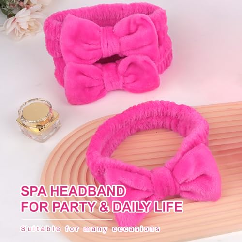 CIEHER 8 Pcs Spa Headbands - 1 White + 7 Pink, Microfiber Hairbands for Bachelorette Party Favors, Bridal Shower Decorations, Skincare Makeup Headbands for Girls, Women's Accessory