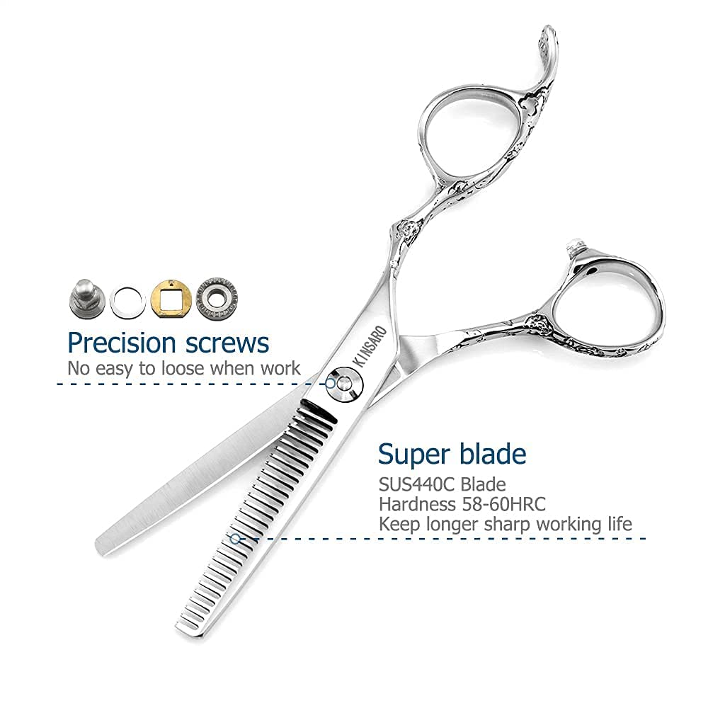 Barber Scissors Set 5.5" Professional Hair Scissors Set Hair Cutting Shears Haircut Shears Hair Thinning Scissors Kinsaro
