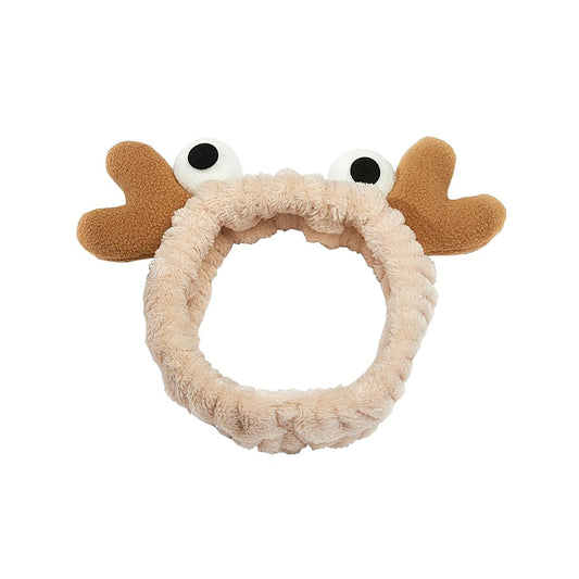 CJKDXDH Spa Headband for Washing Face Cute Crab Eyes Skincare Headband for Women Girls Microfiber Makeup Headband Creative Hair Accessories (Khaki)