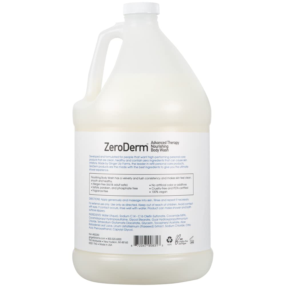Ginger Lily Farms Botanicals ZeroDerm Advanced Therapy Body Wash + Shampoo + Conditioner Bundle, 1 Gallon Each