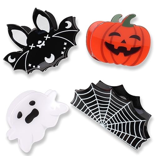 Halloween Hair Clips for Women Girls Punk Vintage Spider Web Skeleton Skull Hand Hair Claw Clips Strong Hold Non Slip Hair Clip Hair Grips Halloween Gifts Hair Accessories