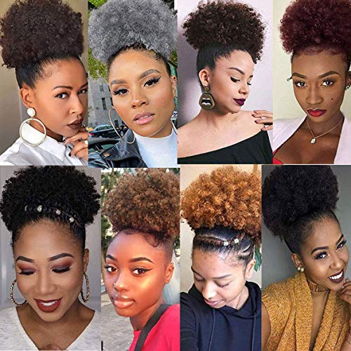 Fannace Afro Puff Drawstring Ponytail Synthetic Afro Puffs Drawstring Ponytail Bun Hairpieces Updo Hair Puff Short Kinky Curly Hair Larg Size for Black Woman (0906#)