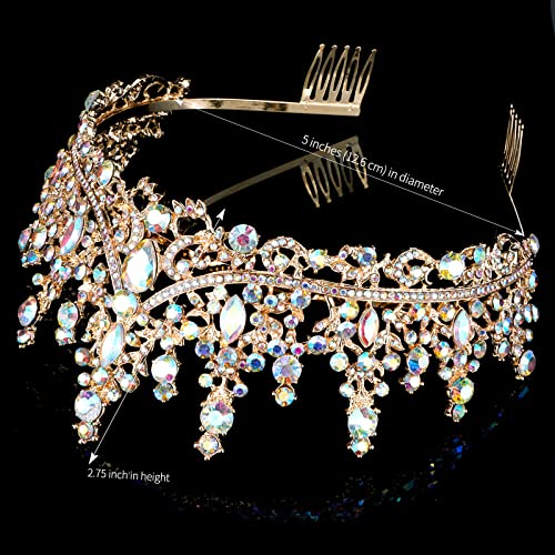 CURASA Purple Crystal Tiaras and Crown with Comb Royal Queen Crowns for Women Birthday Princess Crown for Women Girl Wedding Crown for Bride Rhinestone Headband for Halloween Christmas Costume Gifts