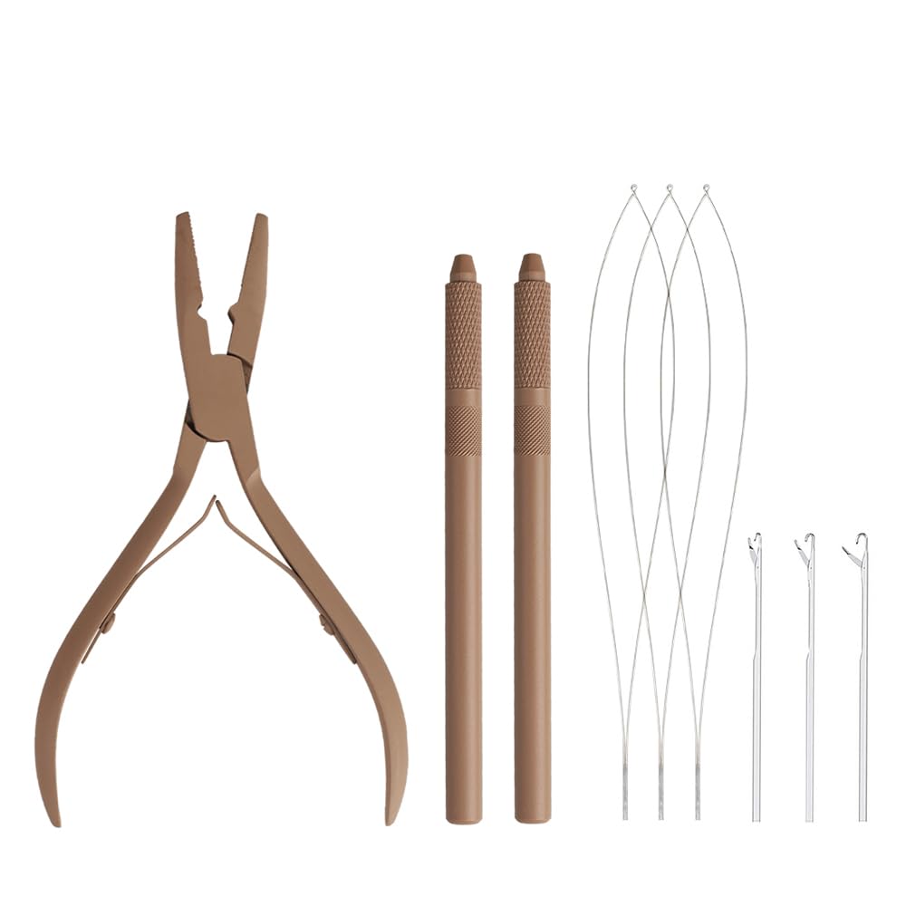 GlamorDove Hair Extension Tool Kit Microlink Pliers for Beads Feathers Extensions Loop Tools Dismountable Hair Threader Pulling Needle Micro Link Beads Closer
