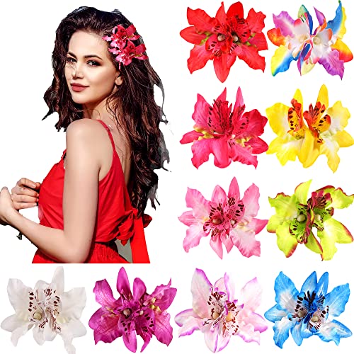CLLOT Hair Clip, Double Flower Orchid Alligator Clips for Women, Premium Quality Fabric for Girls, Widely Application, Must-Have Hair Accessories (10 Pieces)