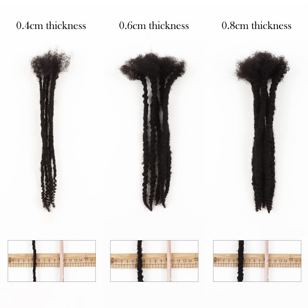 Orientdreads Human Textured Loc Extensions 0.6cm Loc Extension Human Hair,Natural Curly Hair,Full Handmade (12in 0.6cm 20 strands),Natural black)